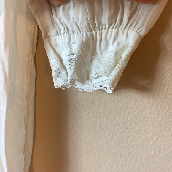 VTG 70s Barbizon Lace Gown M – Cream Floral Prairie Cottagecore Fairy Romantic M - Picture 8 of 14